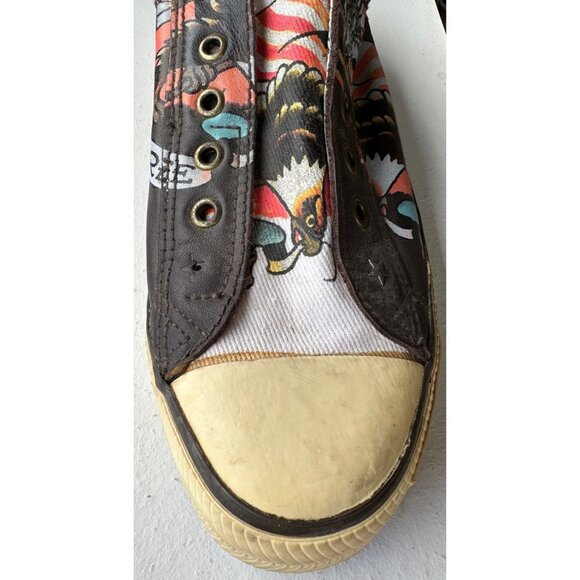 Ed Hardy Born Free Brown Leather Sneakers Adult Unisex/Women Size 10 (READ) - Picture 12 of 16